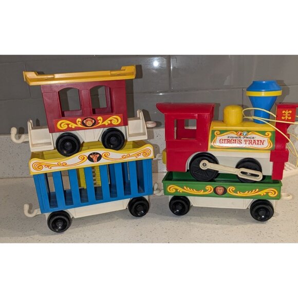 Vintage Fisher Price Little People Play Family Circus Train #991 9 Pieces - Picture 3 of 12